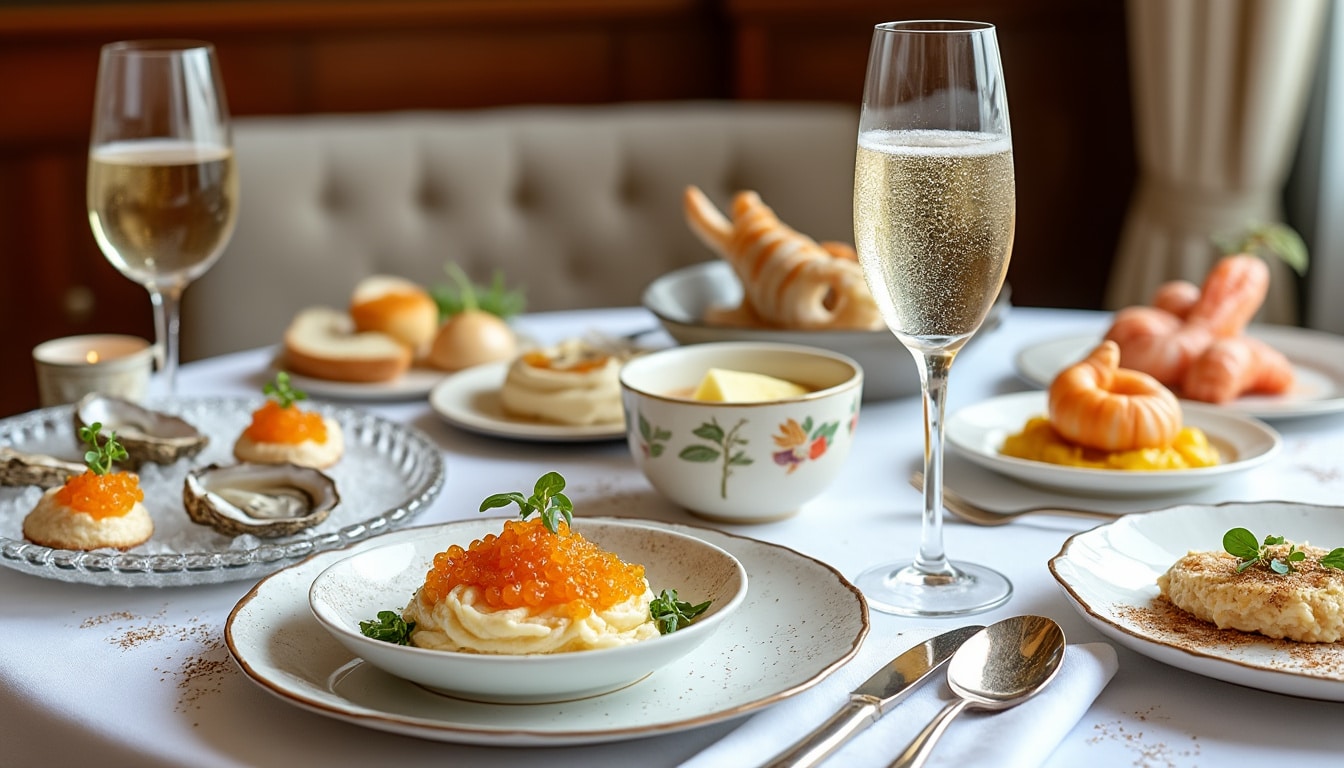 découvrez les 10 meilleurs plats à associer avec du champagne pour élever vos moments de dégustation. des suggestions raffinées qui harmonisent parfaitement les saveurs de vos mets préférés avec des bulles pétillantes, que ce soit pour un apéritif, un déjeuner ou un dîner spécial.
